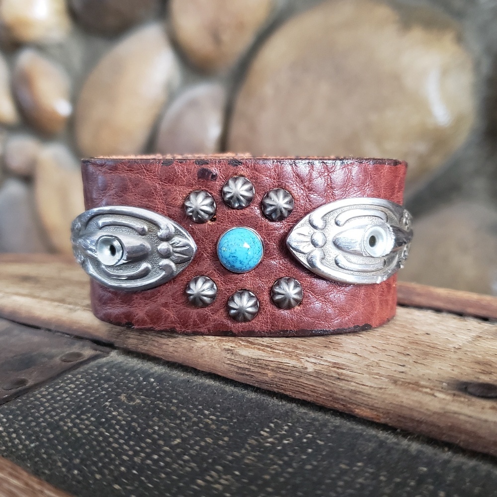 Leather Cuff with Spoon Handles Wrap
